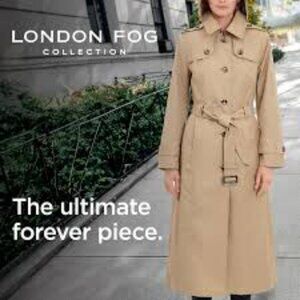 NWT- LONDON FOG SINGLE BREASTED LONG TRENCH COAT WITH EUPAULETTES AND BELT